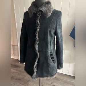 NWT Sheepskin Leather Coat with Rabbit Fur from Kasmir